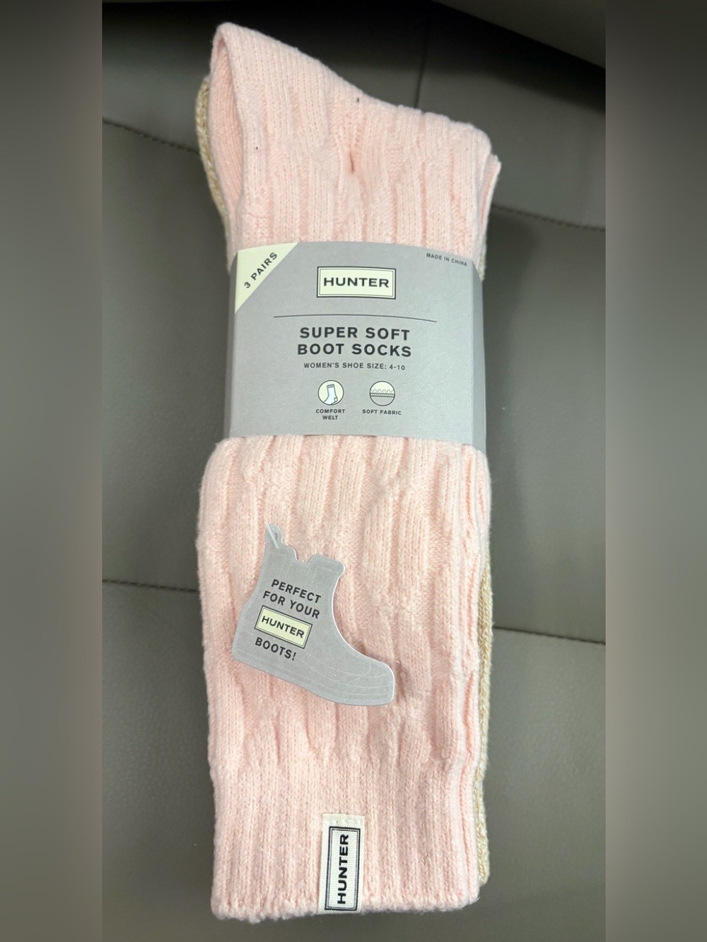 BNWT HUNTER ORIGINAL 3 PACK SUPER SOFT BOOT SOCKS [PK-TN-CM] US SHOE SIZE 4-10